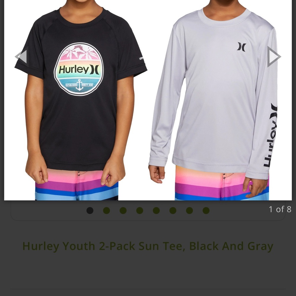 NWT Hurley youth 2-pack update tops. One long sleeve, one short sleeve.